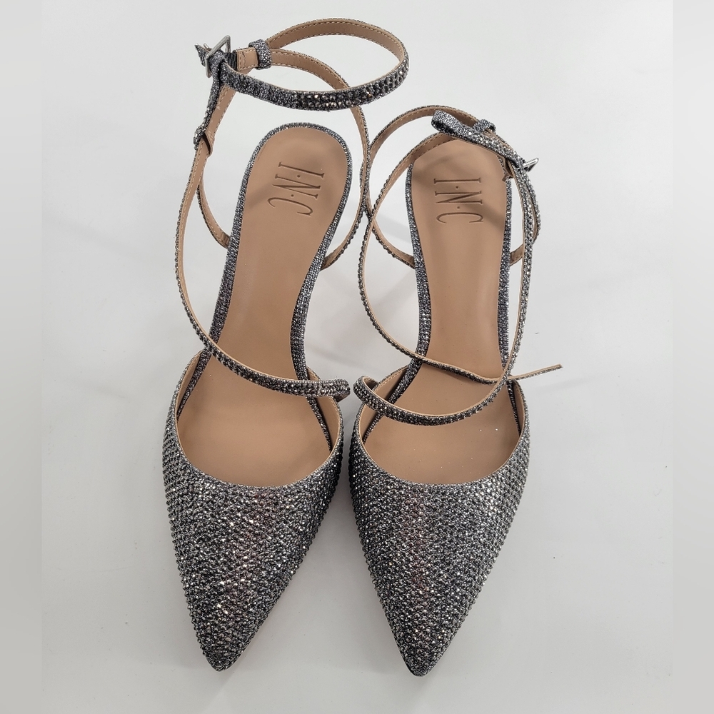 INC Lenii Evening Silver Studded Pumps Size 8‎ - Picture 1 of 7